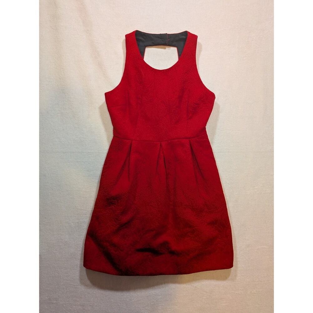 anthropologie moulinette soeurs red holiday dress size 4